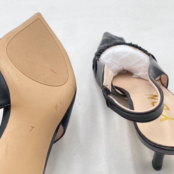 YDN Black Dressy Slip on Elastic Pumps Pointed Toe Slingback Mid Heels Shoes - Picture 6 of 8